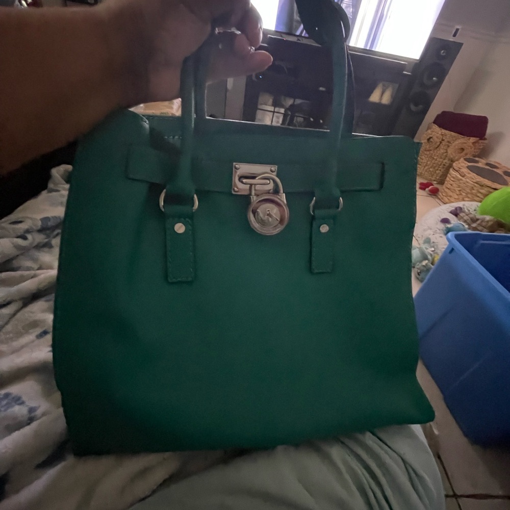Michael Kors Green Satchel with Silver Hardware
